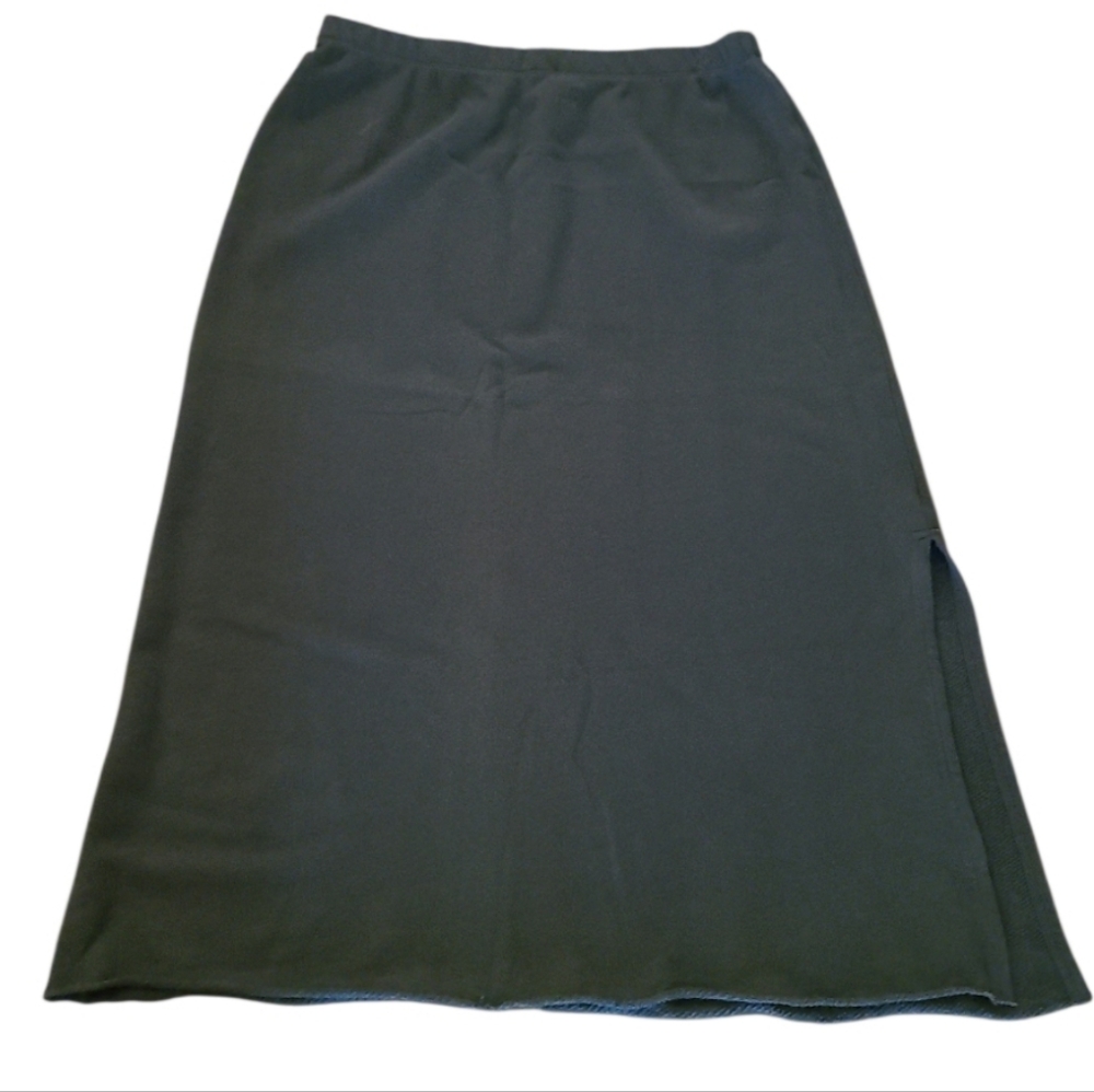 NWOT Eileen Fisher A Line Midi Side-Slit Skirt Khaki Green 100% Organic Cotton - Picture 15 of 17